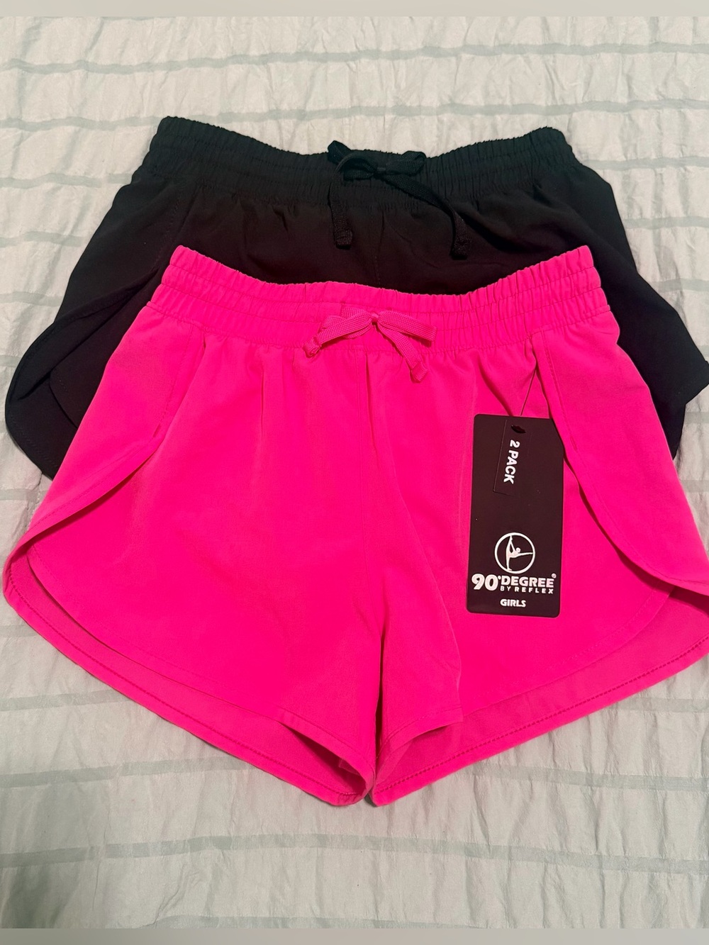 90 Degree by Reflex 2 Pack Girls Athletic Drawstring Running Shorts NWT Size 7/8